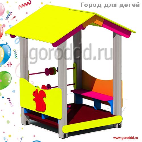 Уличный детский домик «Белочка» со счетами, полом, лавочками